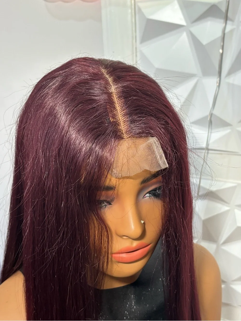 30 Inch 99J Burgundy Straight Blend Wig – 2x6 Lace Closure